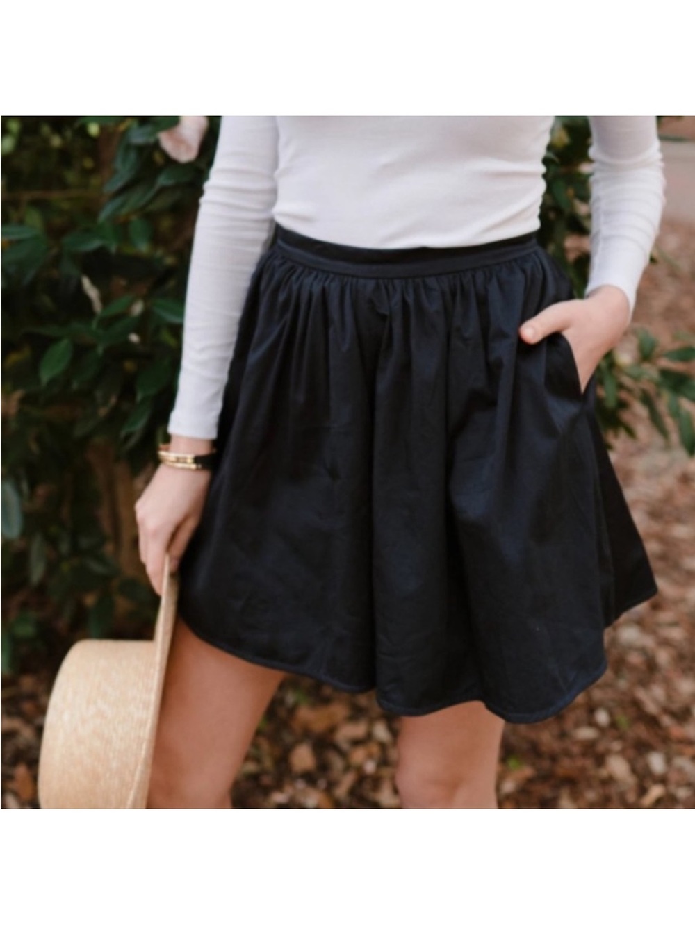 LAKE Navy Blue Cotton Flowy High Waisted Shorts